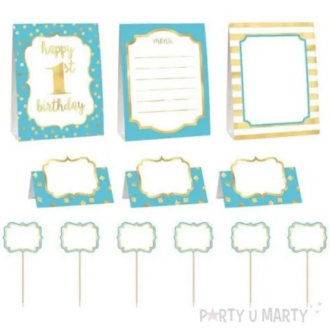 dekoracja 1 urodziny roczek chlopca niebieski amscan zestaw