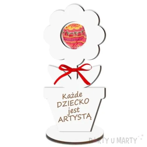 dekoracja 3d kwiatek na lizak dziecko artysta biala 14 cm