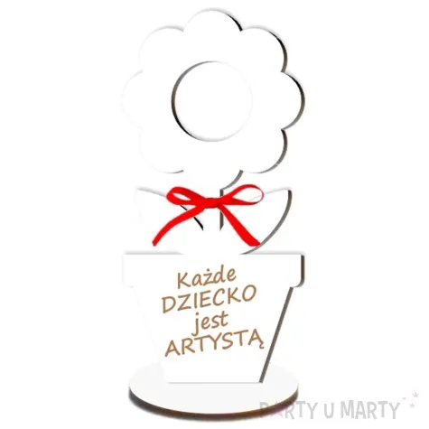 dekoracja 3d kwiatek na lizak dziecko artysta biala 14 cm