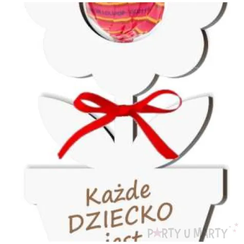 dekoracja 3d kwiatek na lizak dziecko artysta biala 14 cm