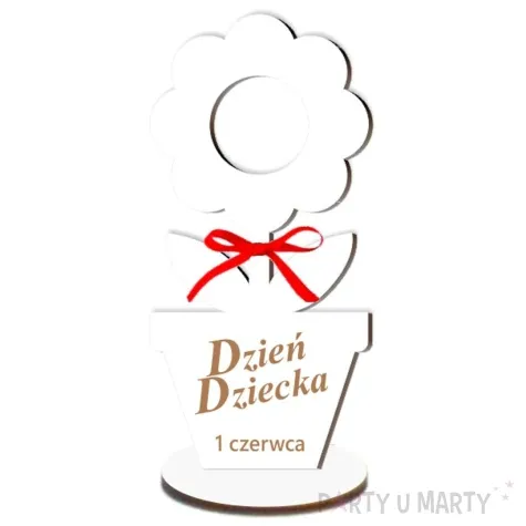 dekoracja 3d kwiatek na lizak dzien dziecka biala 14 cm