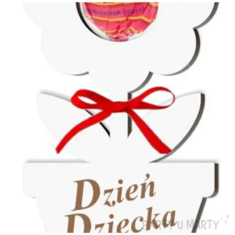 dekoracja 3d kwiatek na lizak dzien dziecka biala 14 cm