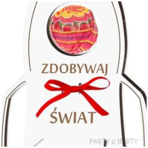 dekoracja 3d rakieta na lizak zdobywaj swiat biala 14 cm