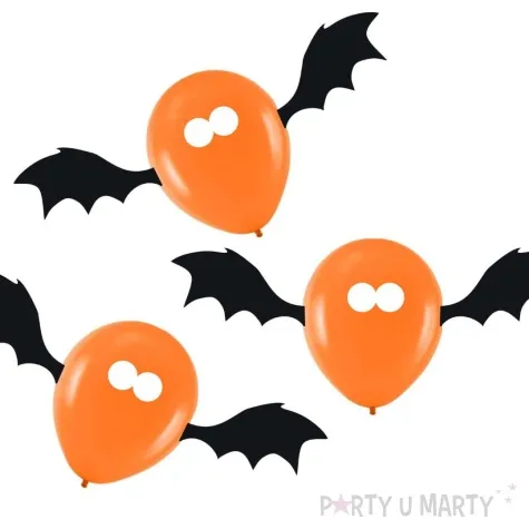 dekoracja balonowe nietoperze czarno pomaranczowa 3 szt