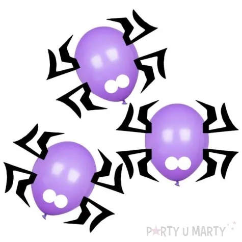 dekoracja balonowe pajaki czarno fioletowa 3 szt