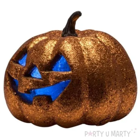 dekoracja brokatowa dynia led zlota carnival toys