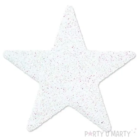 dekoracja brokatowa gwiazdka biala 5 cm 8 szt