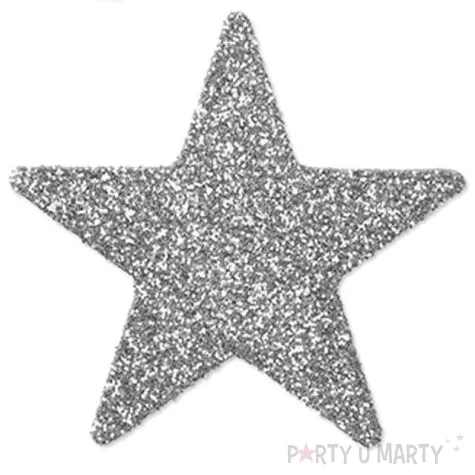 dekoracja brokatowa gwiazdka srebrna 5 cm 8 szt