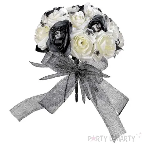 dekoracja bukiet roze z pajakami i czaszkami widmann