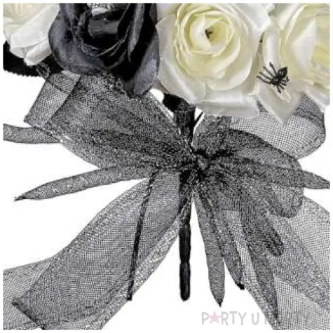 dekoracja bukiet roze z pajakami i czaszkami widmann