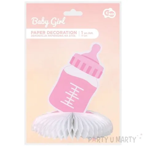 dekoracja butelka z rozeta rozowa godan