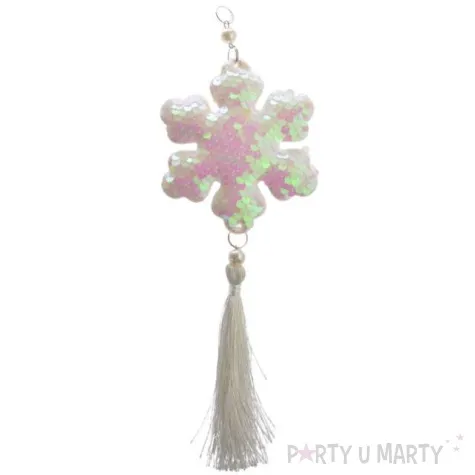 dekoracja cekinowa sniezynka perlowa arpex 26 cm