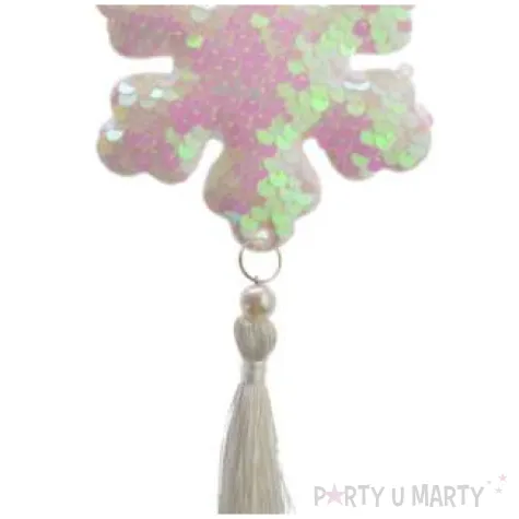 dekoracja cekinowa sniezynka perlowa arpex 26 cm