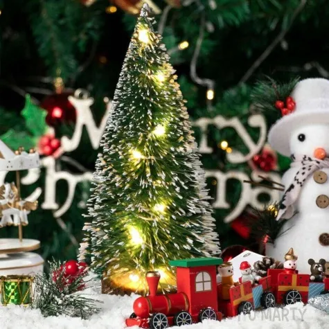 dekoracja choinka na pniu zielona aliga 15 cm