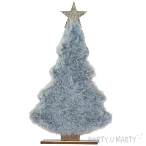 dekoracja choinka z szarym futerkiem drewniana arpex 30 cm