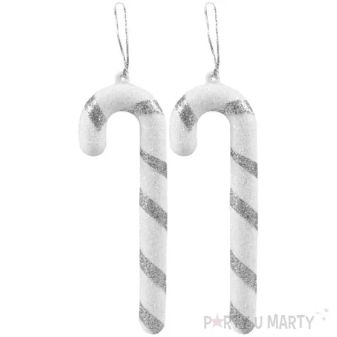 dekoracja choinkowa laski cukrowe srebrny arpex 2 szt