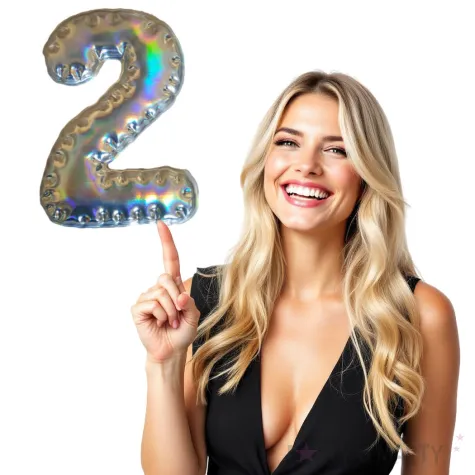 dekoracja cyferka 2 naklejka opalizujaca top ten