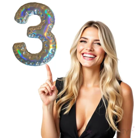 dekoracja cyferka 3 naklejka opalizujaca top ten