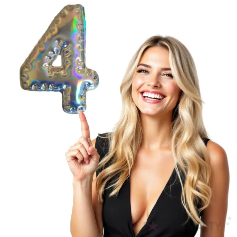 dekoracja cyferka 4 naklejka opalizujaca top ten