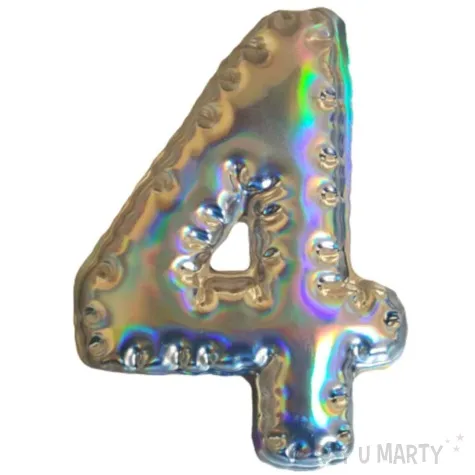 dekoracja cyferka 4 naklejka opalizujaca top ten