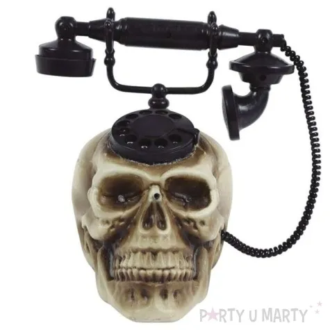 dekoracja czaszka z telefonem szaro czarna guirca
