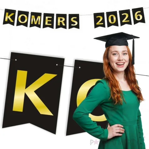 dekoracja do powieszenia baner komers 2026 girlanda papierowa czarno zlota