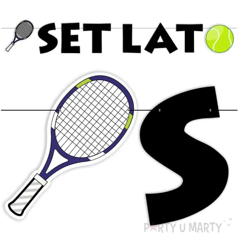 dekoracja do powieszenia baner papierowy tenis set lat girlanda ozdoba na urodziny 1 8 m