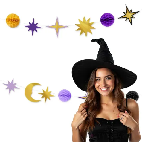 dekoracja do powieszenia na andrzejki baner astrologia girlanda papierowa 2 m