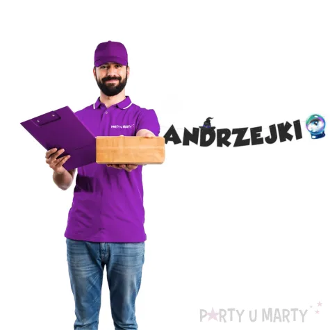 dekoracja do powieszenia na andrzejki baner wrozbita maciej girlanda papierowa 2 m