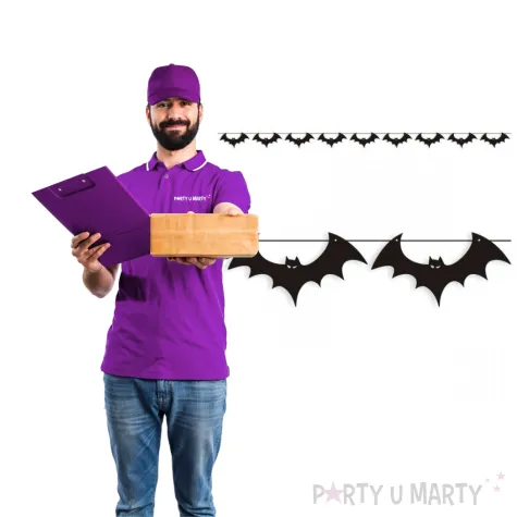 dekoracja do powieszenia na halloween baner girlanda papierowa nietoperze czarne 3 6 m