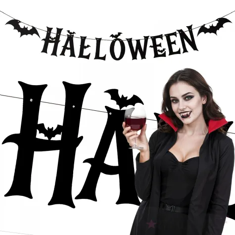 dekoracja do powieszenia na halloween baner girlanda papierowa nietoperze ozdoba halloweenowa