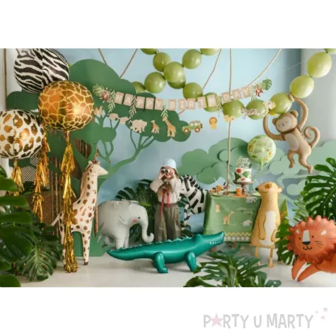 dekoracja do powieszenia na urodziny baner girlanda papierowa happy birthday zwierzeta safari