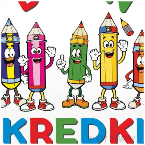 dekoracja do przedszkola na dzien kredki balon foliowy kolorowi przyjaciele bialy 18 rnd