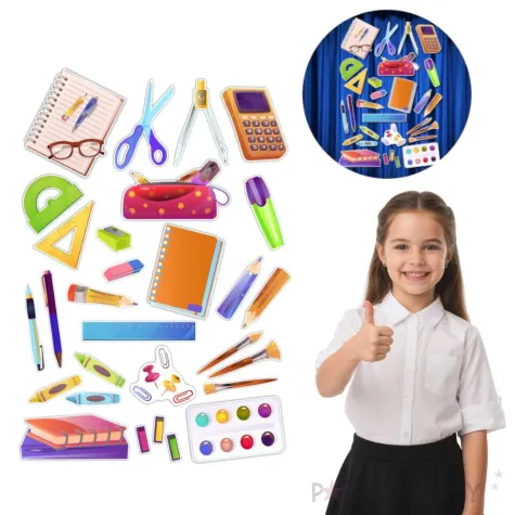 dekoracja do szkoly na gazetke tablice przybory szkolne do powieszenia 30 elementow