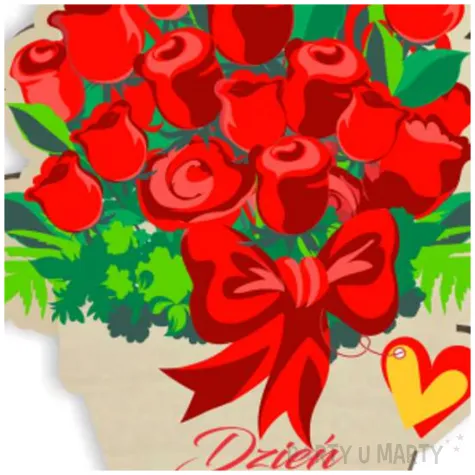 dekoracja drewniana 3d dzien babci roze w doniczce 14 cm