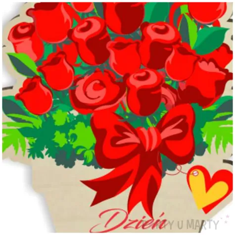 dekoracja drewniana 3d dzien dziadka roze w doniczce 14 cm