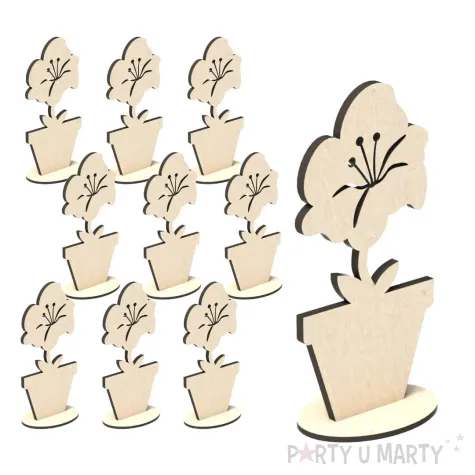 dekoracja drewniana 3d kwiatek 10 66x135 mm 10 szt