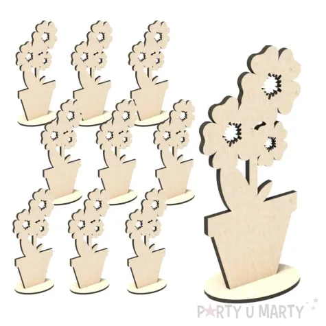 dekoracja drewniana 3d kwiatek 2 65x140 mm 10 szt