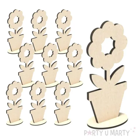 dekoracja drewniana 3d kwiatek 5 66x140 mm 10 szt