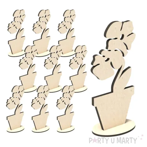 dekoracja drewniana 3d kwiatek 8 68x140 mm 10 szt