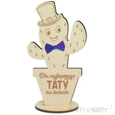 dekoracja drewniana 3d kwiatek dla najlepszego taty na swiecie 14 cm