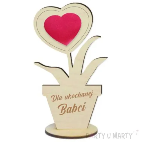 dekoracja drewniana 3d kwiatek dla ukochanej babci 14 cm