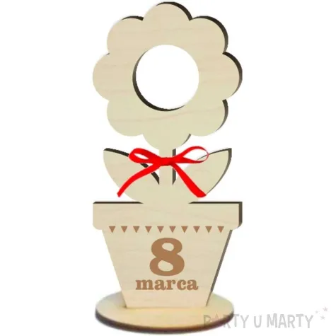 dekoracja drewniana 3d kwiatek na lizak 8 marca 14 cm