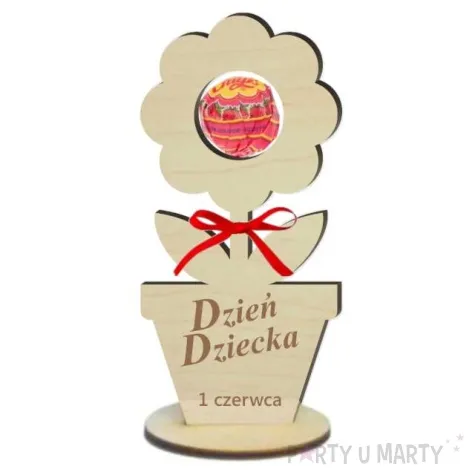 dekoracja drewniana 3d kwiatek na lizak dzien dziecka 14 cm
