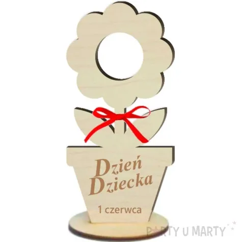 dekoracja drewniana 3d kwiatek na lizak dzien dziecka 14 cm