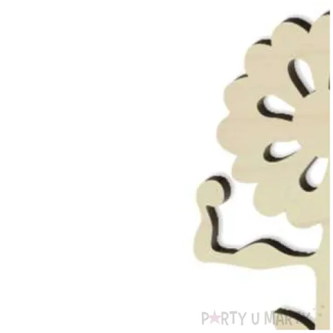 dekoracja drewniana 3d kwiatek z sercem holo dzien mezczyzny 14 cm