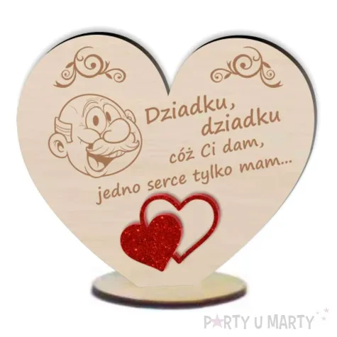 dekoracja drewniana 3d serduszko dla dziadka 10 cm