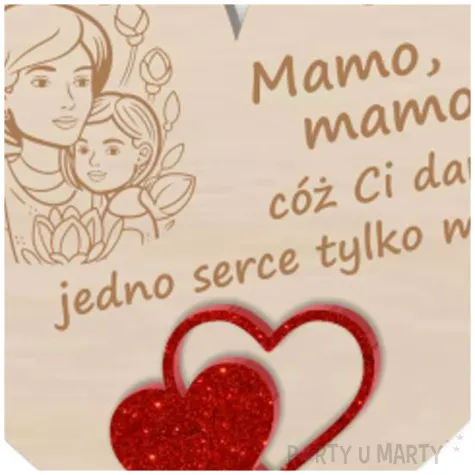 dekoracja drewniana 3d serduszko dzien matki super matka 10 cm