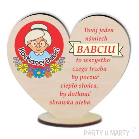 dekoracja drewniana 3d serduszko kochanej babci 10 cm