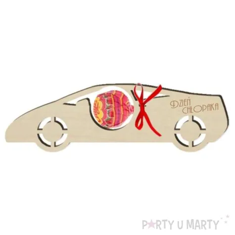 dekoracja drewniana auto na lizak dzien chlopaka 15 cm